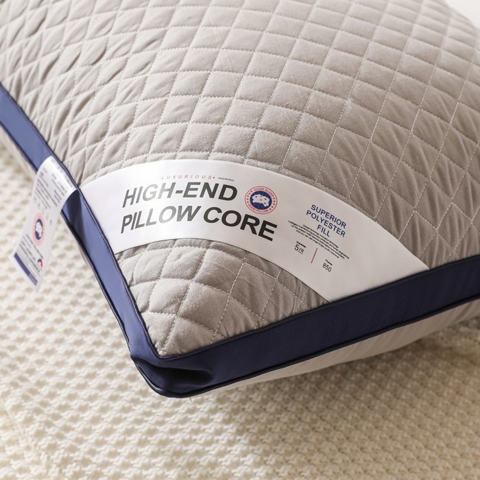 91家纺网 家纺一手货源 找家纺 雅晨枕芯 2025新款单边立体绗绣方格枕枕头枕芯 双边蓝灰-低枕 48*74cm/只