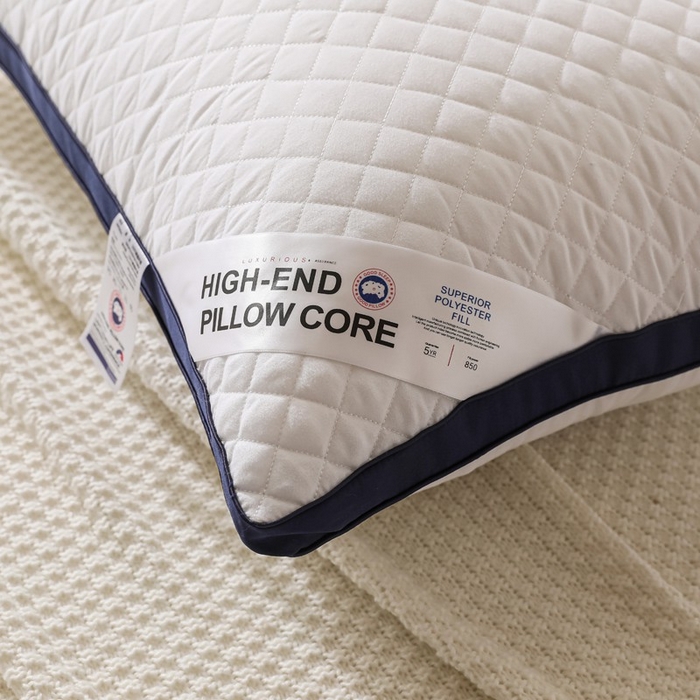 91家纺网 家纺一手货源 找家纺 雅晨枕芯 2025新款单边立体绗绣方格枕枕头枕芯 双边蓝白-中枕 48*74cm/只