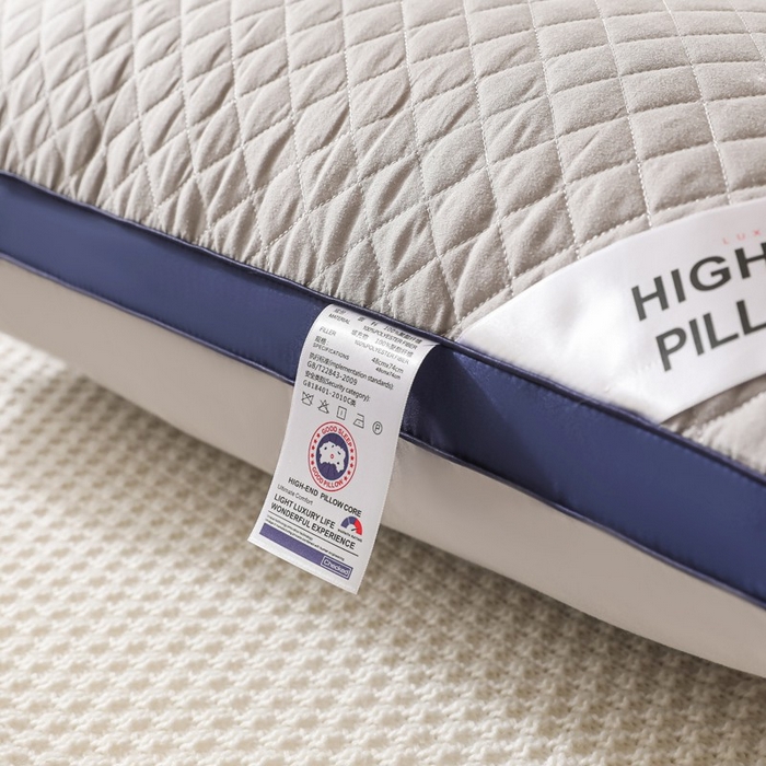 91家纺网 家纺一手货源 找家纺 雅晨枕芯 2025新款单边立体绗绣方格枕枕头枕芯 双边蓝灰-中枕 48*74cm/只