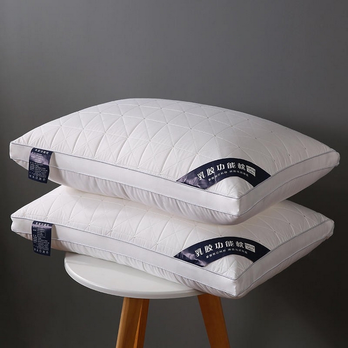 （总）雅晨枕芯 2025新款全棉绗缝乳胶枕立体护颈枕芯羽丝绒助眠枕头保健功能枕