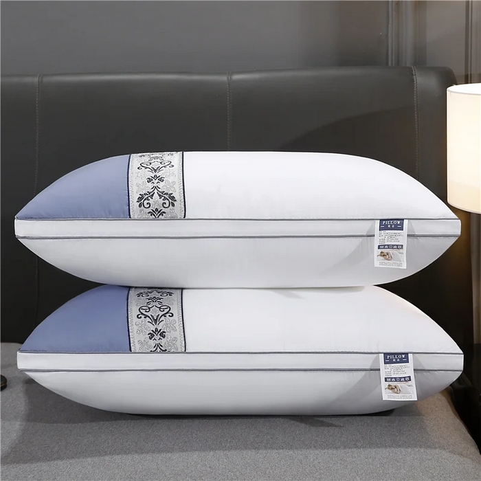 91家纺网 家纺一手货源 找家纺 （总）雅晨枕芯 2025高端欧式酒店枕立体拼色刺绣羽丝绒酒店枕芯枕头