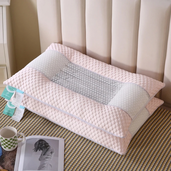91家纺网 家纺一手货源 找家纺 雅晨枕芯 2025新款3D凉豆豆护颈椎枕头酒店助睡眠决明子枕芯感豆豆低枕枕头枕芯 粉色 48*74cm/只