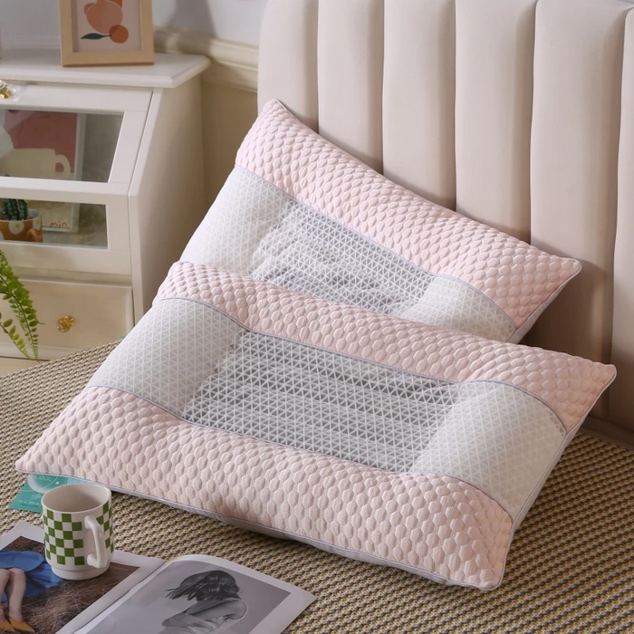 91家纺网 家纺一手货源 找家纺 雅晨枕芯 2025新款3D凉豆豆护颈椎枕头酒店助睡眠决明子枕芯感豆豆低枕枕头枕芯 粉色 48*74cm/只