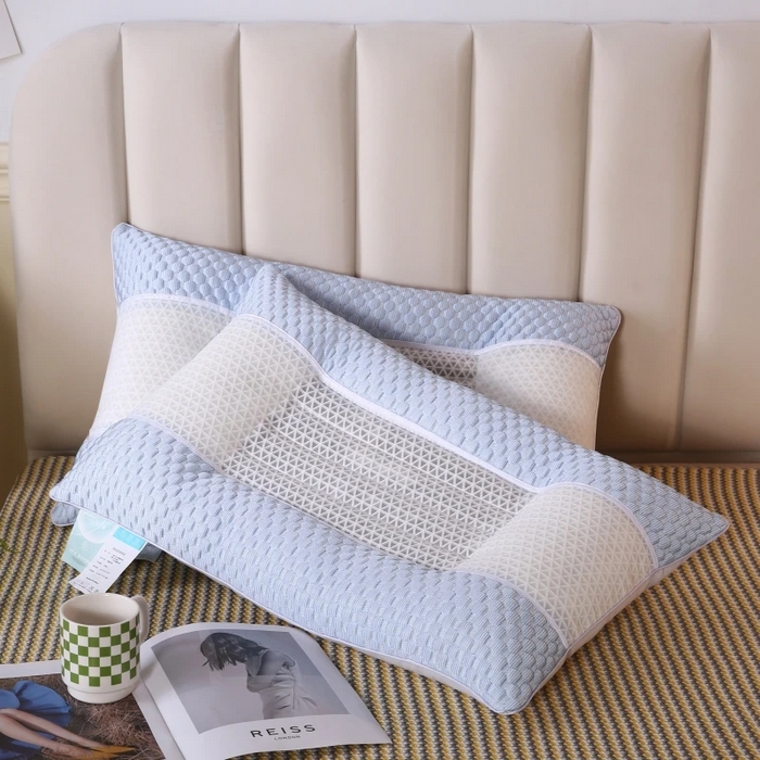 91家纺网 家纺一手货源 找家纺 雅晨枕芯 2025新款3D凉豆豆护颈椎枕头酒店助睡眠决明子枕芯感豆豆低枕枕头枕芯 蓝色 48*74cm/只