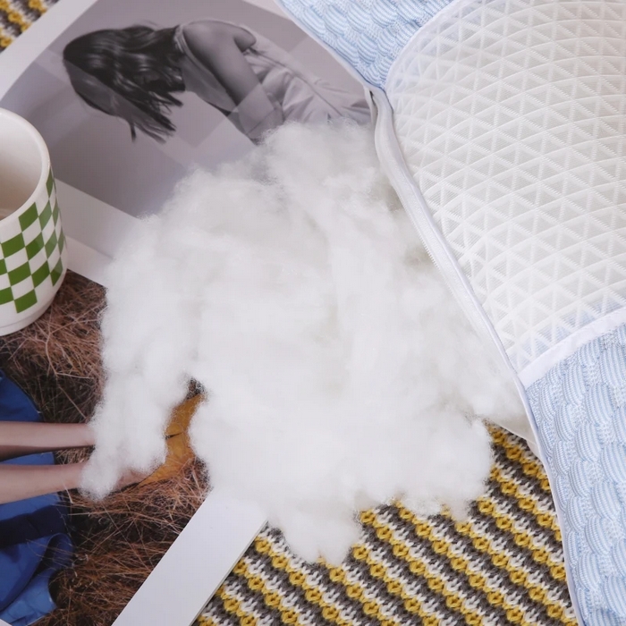 91家纺网 家纺一手货源 找家纺 雅晨枕芯 2025新款3D凉豆豆护颈椎枕头酒店助睡眠决明子枕芯感豆豆低枕枕头枕芯 蓝色 48*74cm/只