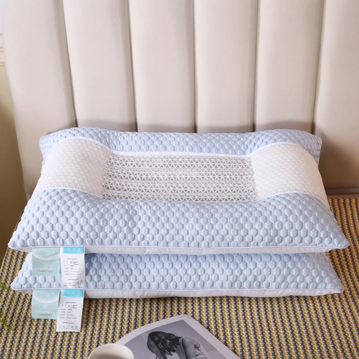 91家纺网 家纺一手货源 找家纺 雅晨枕芯 2025新款3D凉豆豆护颈椎枕头酒店助睡眠决明子枕芯感豆豆低枕枕头枕芯 蓝色 48*74cm/只