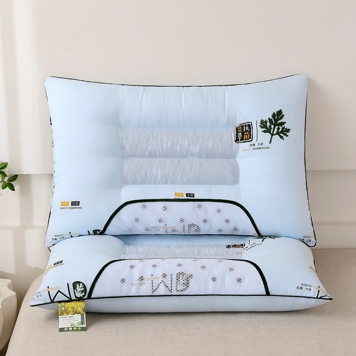 雅晨枕芯 2025新款艾草抗菌决明子磁疗定型护颈枕枕头枕芯 淡绿-高枕 48*74cm/只