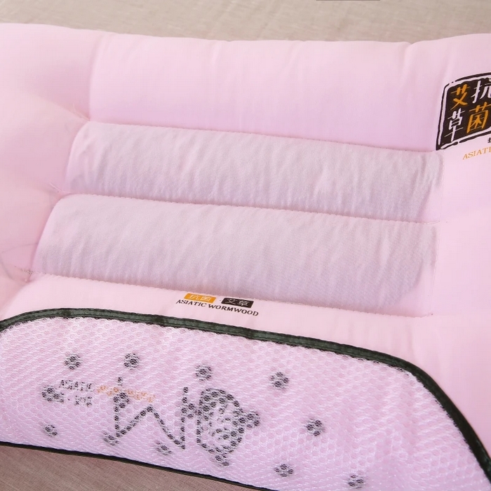91家纺网 家纺一手货源 找家纺 雅晨枕芯 2025新款艾草抗菌决明子磁疗定型护颈枕枕头枕芯 粉色-低枕 48*74cm/只
