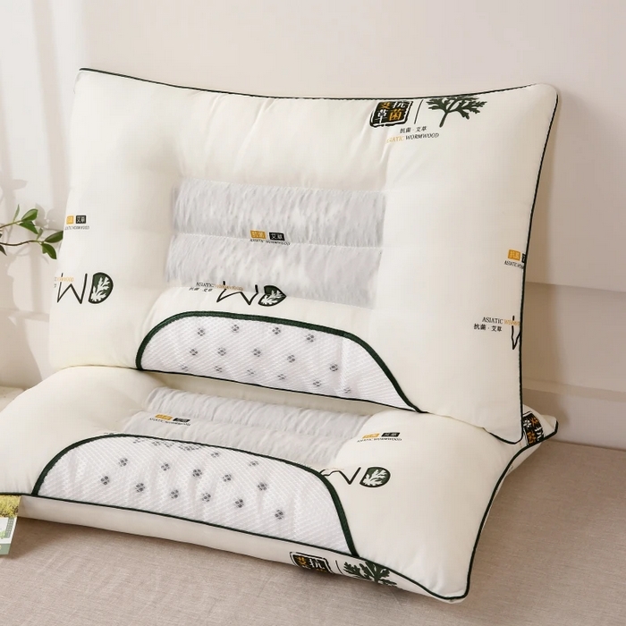 91家纺网 家纺一手货源 找家纺 雅晨枕芯 2025新款艾草抗菌决明子磁疗定型护颈枕枕头枕芯 米白-低枕 48*74cm/只