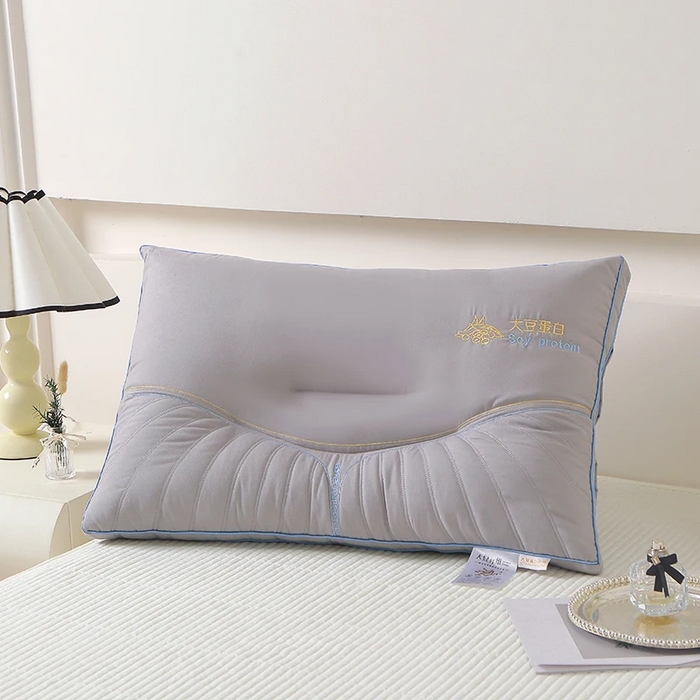 91家纺网 家纺一手货源 找家纺 雅晨枕芯 2025新款大豆蛋白纤维枕三分区立体定型枕头护颈椎助睡眠酒店枕芯 灰色-中枕 48*74cm/只