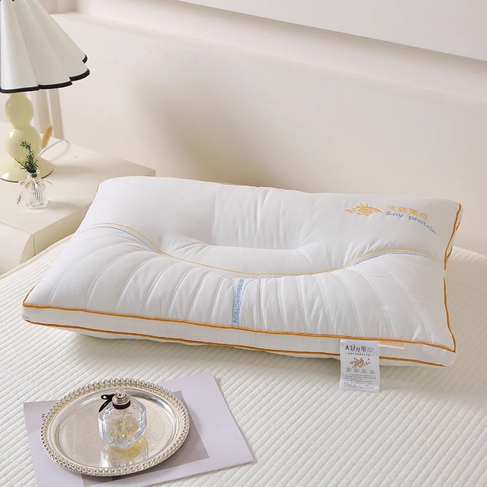 雅晨枕芯 2025新款大豆蛋白纤维枕三分区立体定型枕头护颈椎助睡眠酒店枕芯 白色-高枕 48*74cm/只