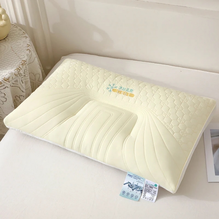 91家纺网 家纺一手货源 找家纺 雅晨枕芯 2025新款简约纯色冰丝乳胶枕枕头枕芯 米黄-凉感雪花商务舱乳胶层枕 48*74cm/只