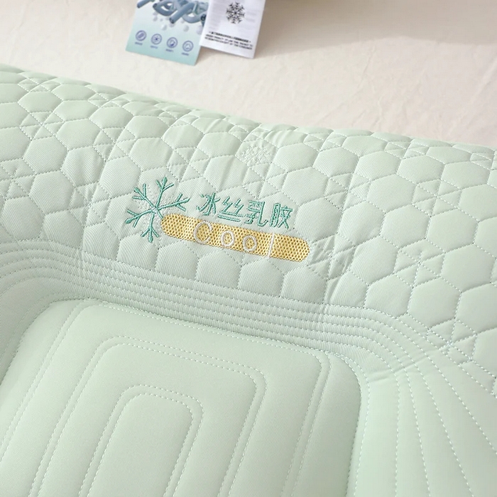 91家纺网 家纺一手货源 找家纺 雅晨枕芯 2025新款简约纯色冰丝乳胶枕枕头枕芯 浅绿-凉感雪花商务舱乳胶层枕 48*74cm/只