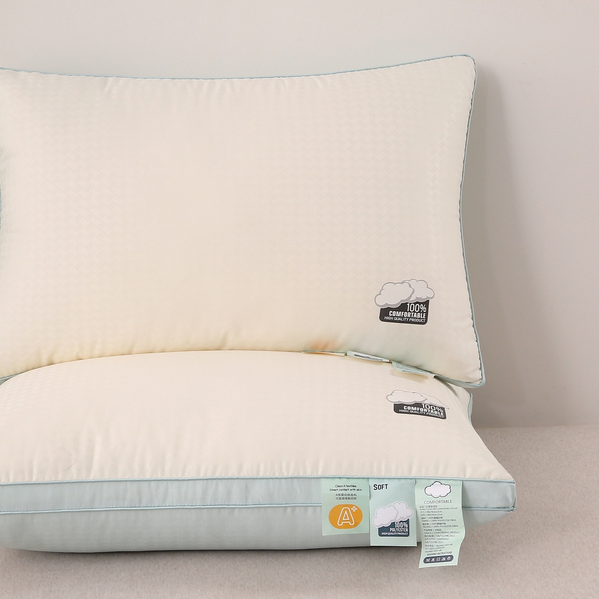 91家纺网 家纺一手货源 找家纺 雅晨枕芯 2025新款亲肤云柔枕云朵羽丝绒枕云感立体舒适枕芯枕头 立体云感舒适蓝-中枕 48*74cm/只