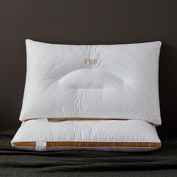 91家纺网 家纺一手货源 找家纺 雅晨枕芯 2025新款全棉纯棉保健护颈枕枕头枕芯 全棉保健护颈枕时尚金 48*74cm/只