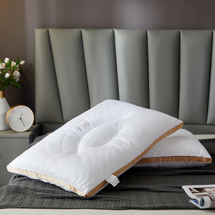 91家纺网 家纺一手货源 找家纺 雅晨枕芯 2025新款全棉纯棉保健护颈枕枕头枕芯 全棉保健护颈枕时尚金 48*74cm/只