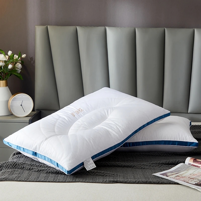 91家纺网 家纺一手货源 找家纺 雅晨枕芯 2025新款全棉纯棉保健护颈枕枕头枕芯 全棉保健护颈枕时尚蓝 48*74cm/只