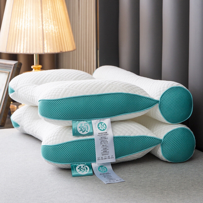 91家纺网 家纺一手货源 找家纺 雅晨枕芯 2025新款柔软枕芯二代反牵引护颈枕针织护颈羽丝绒枕头枕芯 蓝色 40x58cm/只