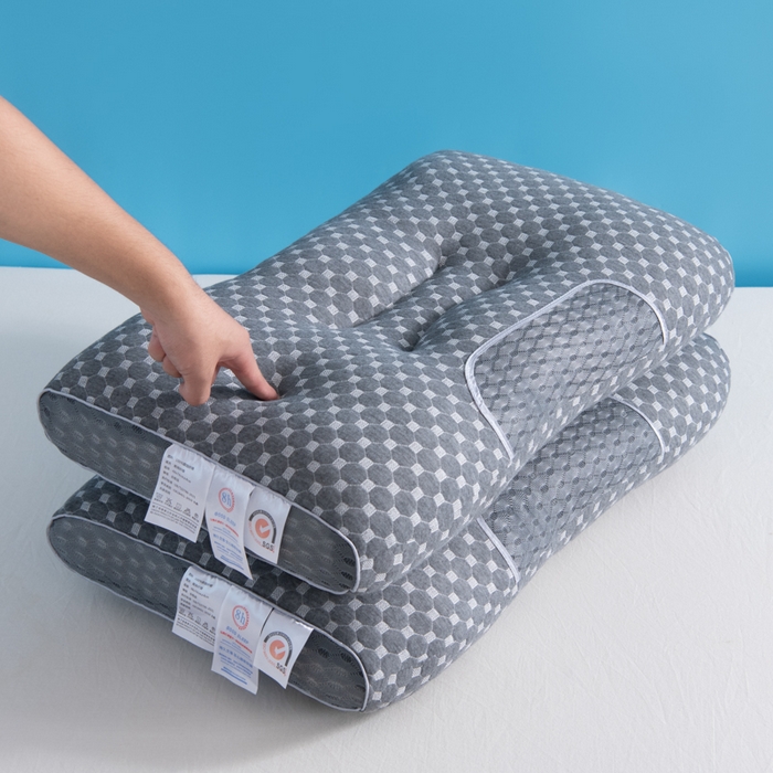 91家纺网 家纺一手货源 找家纺 （总）雅晨枕芯 2025新款水立方针织黑豆豆色分区spa枕枕头枕芯