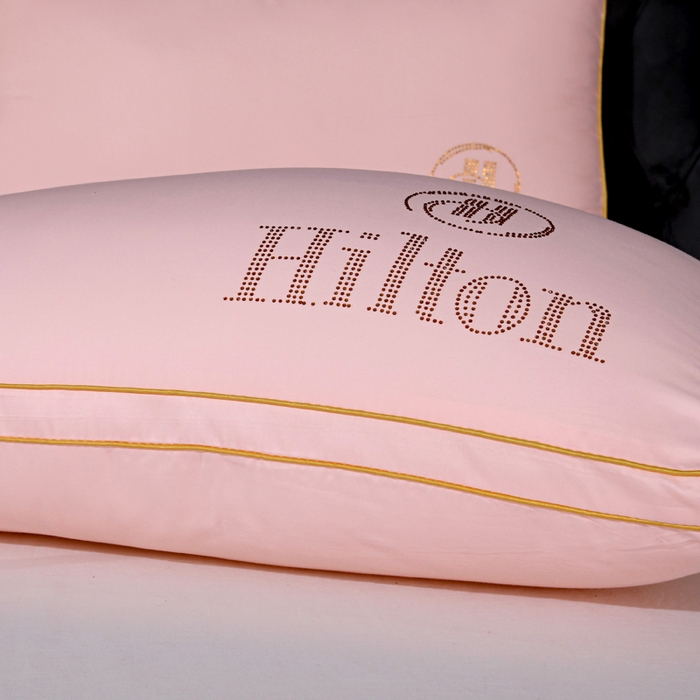 91家纺网 家纺一手货源 找家纺 雅晨枕芯 2025新款烫钻酒店枕舒适柔软羽丝绒枕头枕芯 粉色-高枕 48*74cm/只