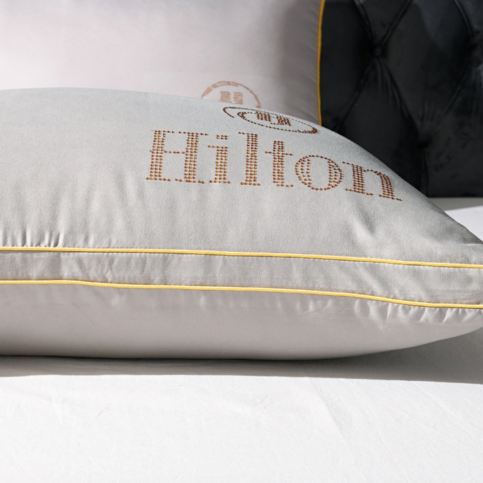 91家纺网 家纺一手货源 找家纺 雅晨枕芯 2025新款烫钻酒店枕舒适柔软羽丝绒枕头枕芯 灰色-低枕 48*74cm/只