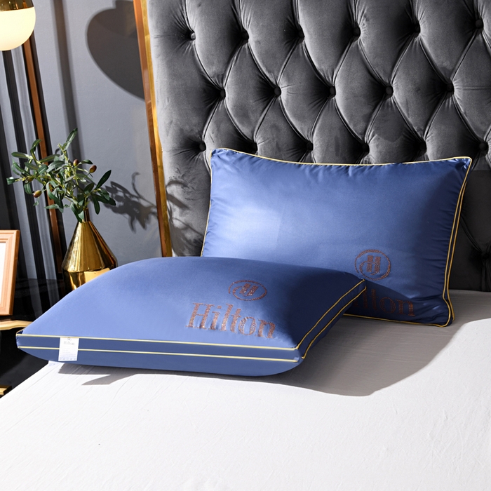 91家纺网 家纺一手货源 找家纺 雅晨枕芯 2025新款烫钻酒店枕舒适柔软羽丝绒枕头枕芯 深蓝-高枕 48*74cm/只