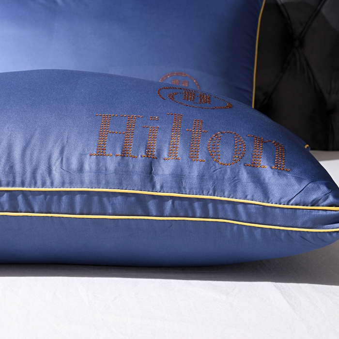 91家纺网 家纺一手货源 找家纺 雅晨枕芯 2025新款烫钻酒店枕舒适柔软羽丝绒枕头枕芯 深蓝-高枕 48*74cm/只