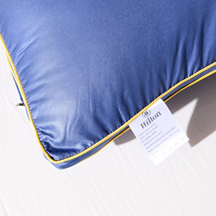 91家纺网 家纺一手货源 找家纺 雅晨枕芯 2025新款烫钻酒店枕舒适柔软羽丝绒枕头枕芯 深蓝-高枕 48*74cm/只