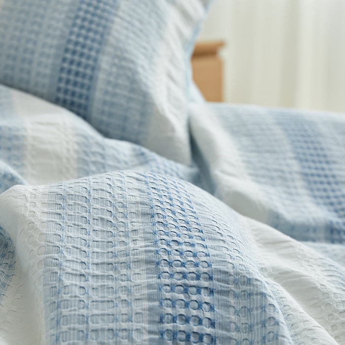 91家纺网 家纺一手货源 找家纺 （总）怡家居 2025新款全棉纯棉提花华夫格渐变色四件套