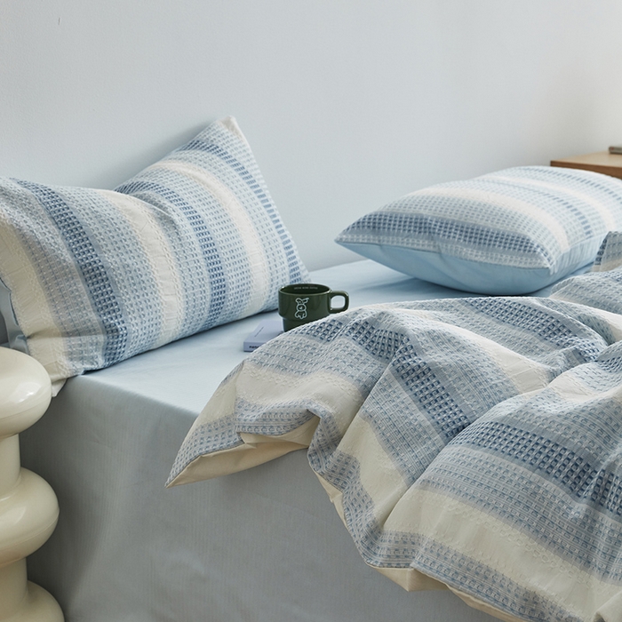 91家纺网 家纺一手货源 找家纺 （总）怡家居 2025新款全棉纯棉提花华夫格渐变色四件套