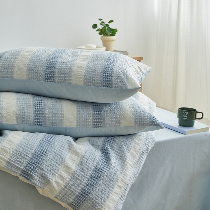 91家纺网 家纺一手货源 找家纺 （总）怡家居 2025新款全棉纯棉提花华夫格渐变色四件套