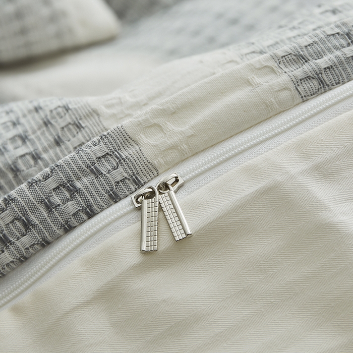 91家纺网 家纺一手货源 找家纺 怡家居 2025新款全棉纯棉提花华夫格渐变色四件套 极光渐变灰