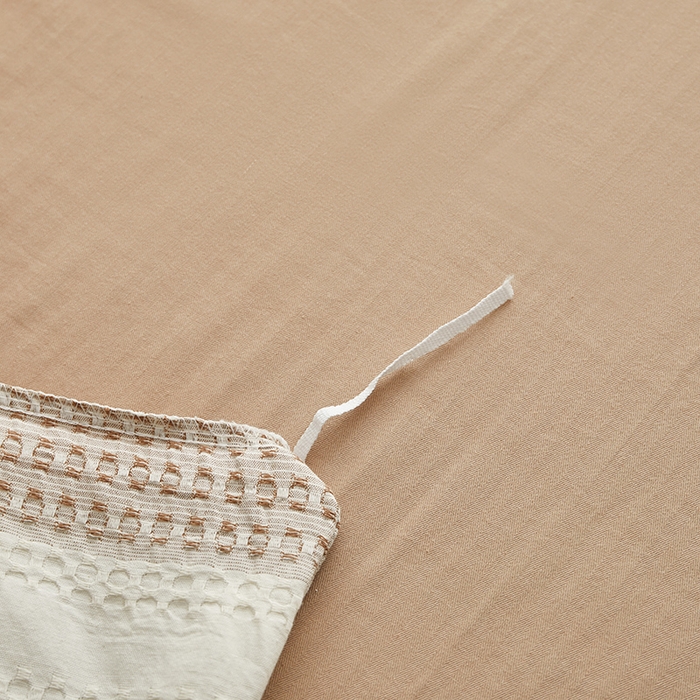 91家纺网 家纺一手货源 找家纺 怡家居 2025新款全棉纯棉提花华夫格渐变色四件套 极光渐变咖