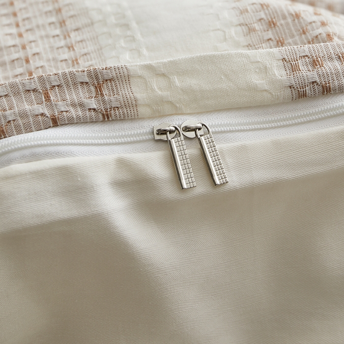 91家纺网 家纺一手货源 找家纺 怡家居 2025新款全棉纯棉提花华夫格渐变色四件套 极光渐变咖