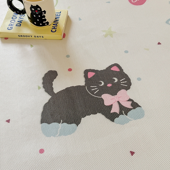 91家纺网 家纺一手货源 找家纺 安哆啦家纺 2025新款A类小清新卡通学生季宿舍床儿童用冰藤凉席席子两件套 冰藤席-黑猫日记