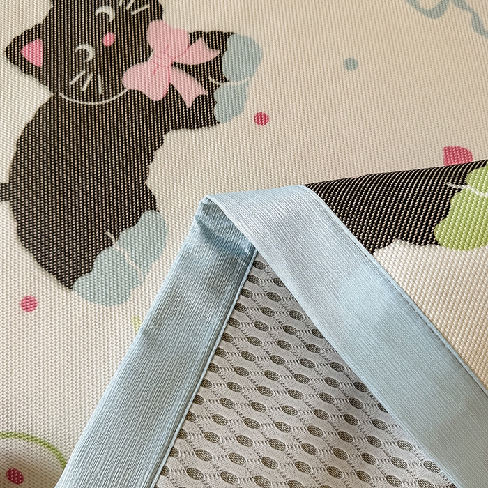 91家纺网 家纺一手货源 找家纺 安哆啦家纺 2025新款A类小清新卡通学生季宿舍床儿童用冰藤凉席席子两件套 冰藤席-黑猫日记