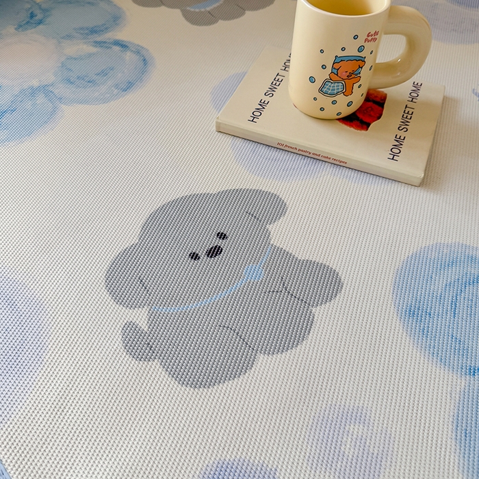 91家纺网 家纺一手货源 找家纺 安哆啦家纺 2025新款A类小清新卡通学生季宿舍床儿童用冰藤凉席席子两件套 冰藤席-蓝花小狗