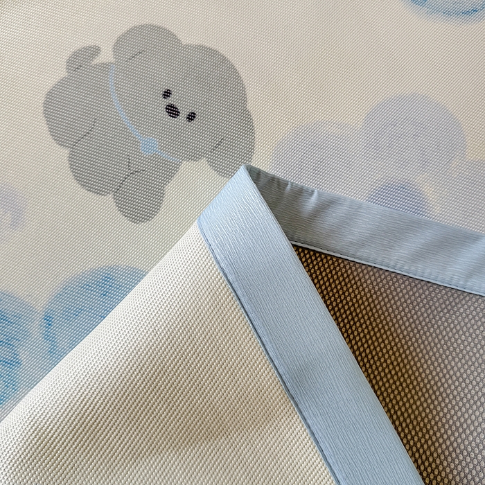 91家纺网 家纺一手货源 找家纺 安哆啦家纺 2025新款A类小清新卡通学生季宿舍床儿童用冰藤凉席席子两件套 冰藤席-蓝花小狗