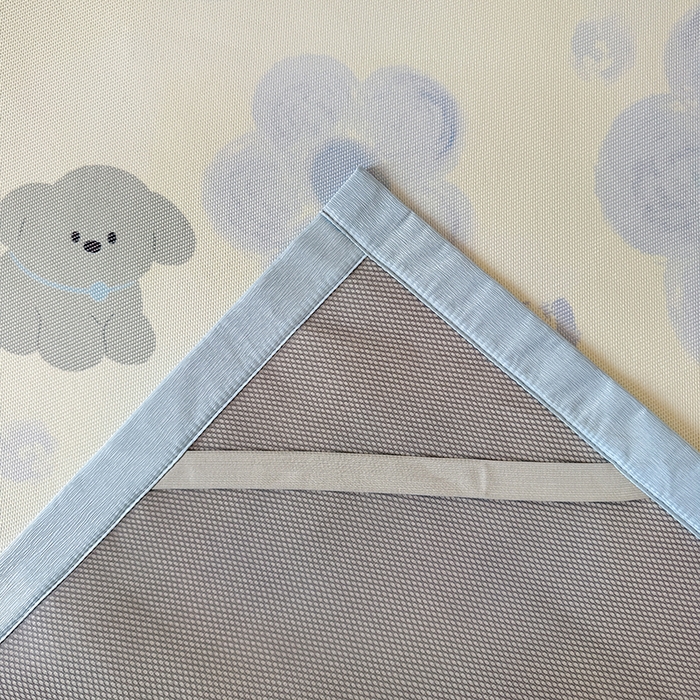 91家纺网 家纺一手货源 找家纺 安哆啦家纺 2025新款A类小清新卡通学生季宿舍床儿童用冰藤凉席席子两件套 冰藤席-蓝花小狗