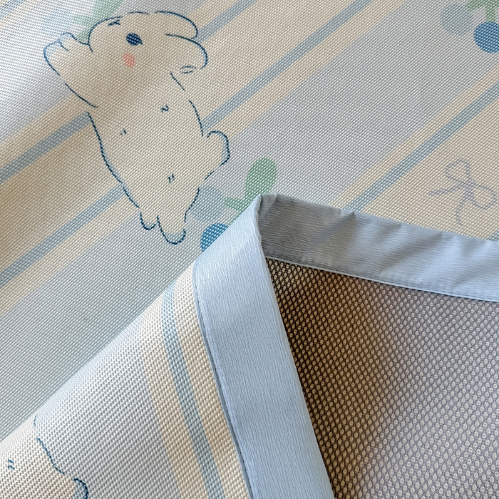 91家纺网 家纺一手货源 找家纺 安哆啦家纺 2025新款A类小清新卡通学生季宿舍床儿童用冰藤凉席席子两件套 冰藤席-蓝条兔