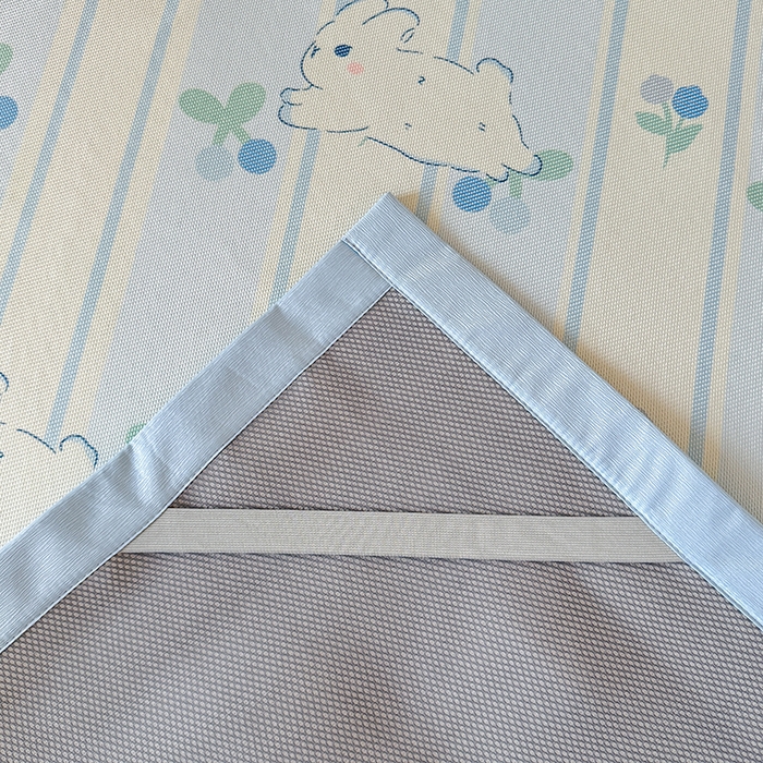 91家纺网 家纺一手货源 找家纺 安哆啦家纺 2025新款A类小清新卡通学生季宿舍床儿童用冰藤凉席席子两件套 冰藤席-蓝条兔