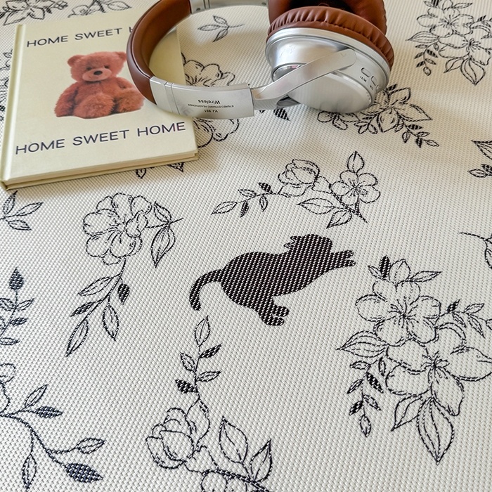 91家纺网 家纺一手货源 找家纺 安哆啦家纺 2025新款A类小清新卡通学生季宿舍床儿童用冰藤凉席席子两件套 冰藤席-猫先生