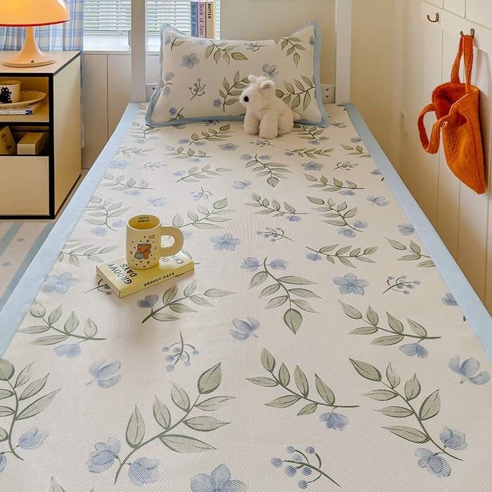 91家纺网 家纺一手货源 找家纺 安哆啦家纺 2025新款A类小清新卡通学生季宿舍床儿童用冰藤凉席席子两件套 冰藤席-森林来信