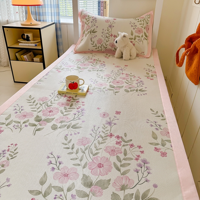 91家纺网 家纺一手货源 找家纺 安哆啦家纺 2025新款A类小清新卡通学生季宿舍床儿童用冰藤凉席席子两件套 冰藤席-夏日初恋