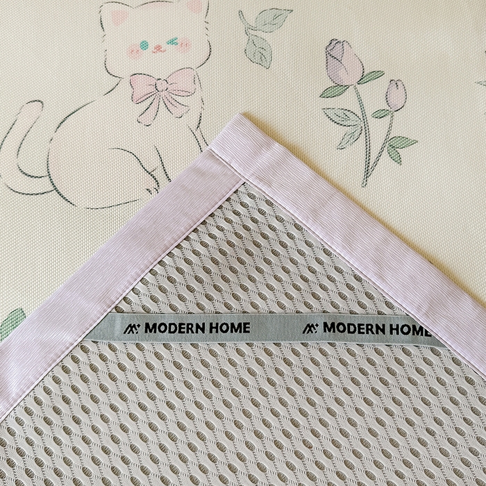 91家纺网 家纺一手货源 找家纺 安哆啦家纺 2025新款A类小清新卡通学生季宿舍床儿童用冰藤凉席席子两件套 冰藤席-紫花猫