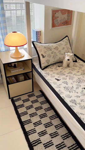 91家纺网 家纺一手货源 找家纺 安哆啦家纺 2025新款A类小清新卡通学生季宿舍床儿童用冰藤凉席席子两件套 冰藤席-猫先生