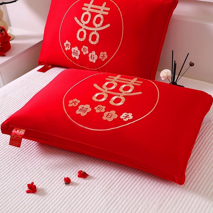 91家纺网 家纺一手货源 找家纺 （总）雅晨枕芯 2025新款全棉纯棉刺绣喜庆婚庆结婚多用枕头枕芯