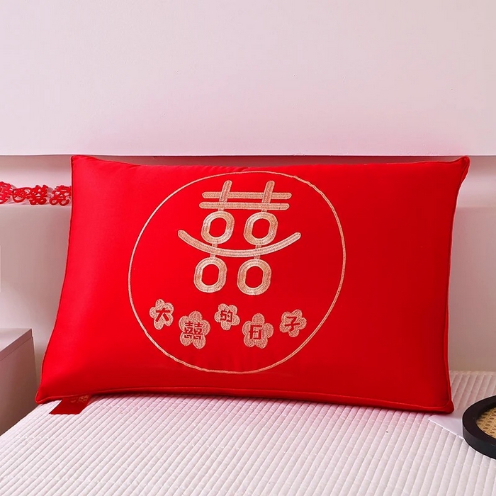91家纺网 家纺一手货源 找家纺 （总）雅晨枕芯 2025新款全棉纯棉刺绣喜庆婚庆结婚多用枕头枕芯