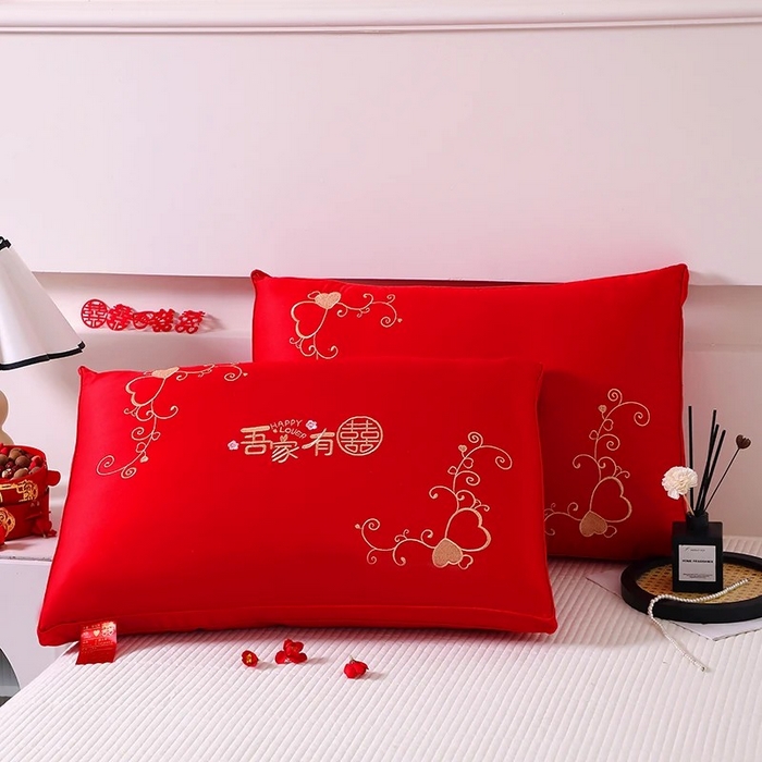 91家纺网 家纺一手货源 找家纺 （总）雅晨枕芯 2025新款全棉纯棉刺绣喜庆婚庆结婚多用枕头枕芯