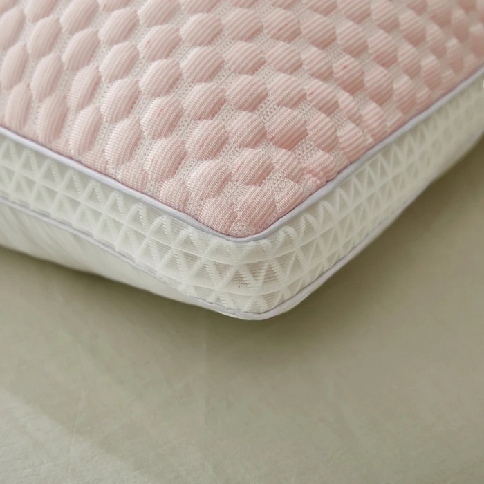 91家纺网 家纺一手货源 找家纺 雅晨枕芯 2025新款夏季天冰丝凉感冰豆豆护颈按摩枕头枕芯 凉感护颈枕 粉色 48x74cm/只